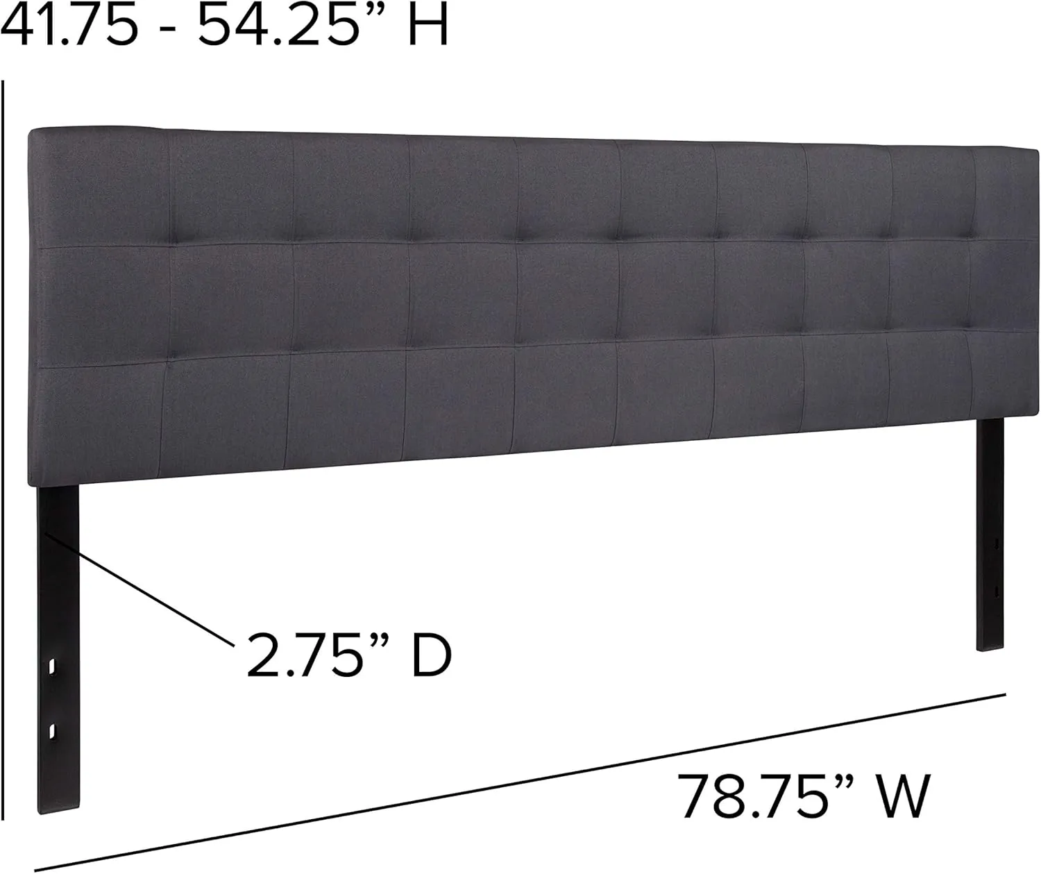Flash Furniture Bedford Tufted Upholstered King Size Headboard in Dark Gray Fabric