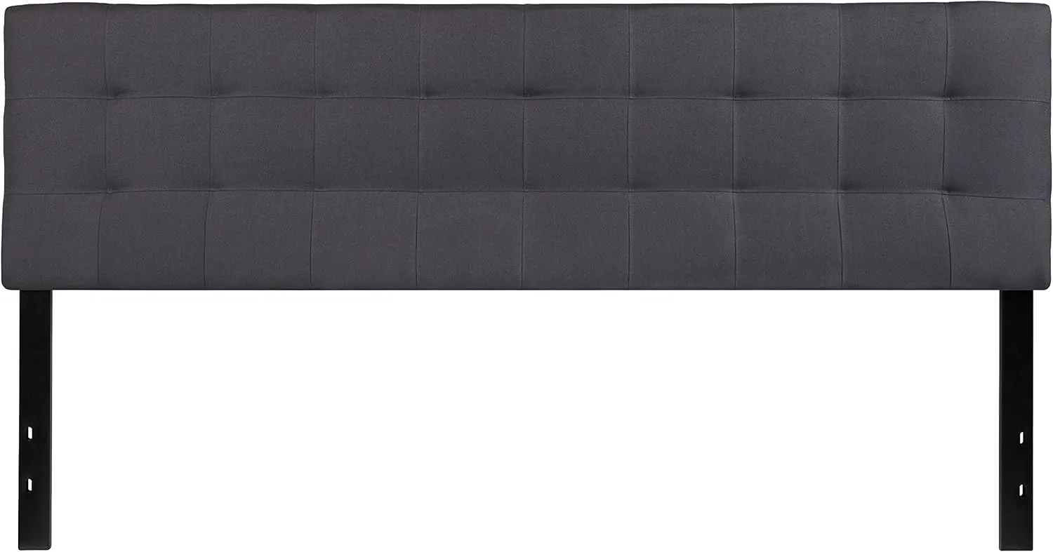 Flash Furniture Bedford Tufted Upholstered King Size Headboard in Dark Gray Fabric