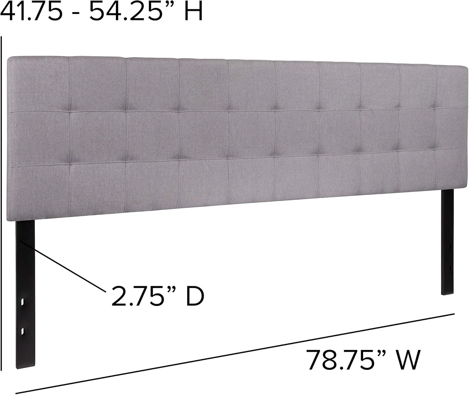 Flash Furniture Bedford Tufted Upholstered King Size Headboard in Light Gray Fabric