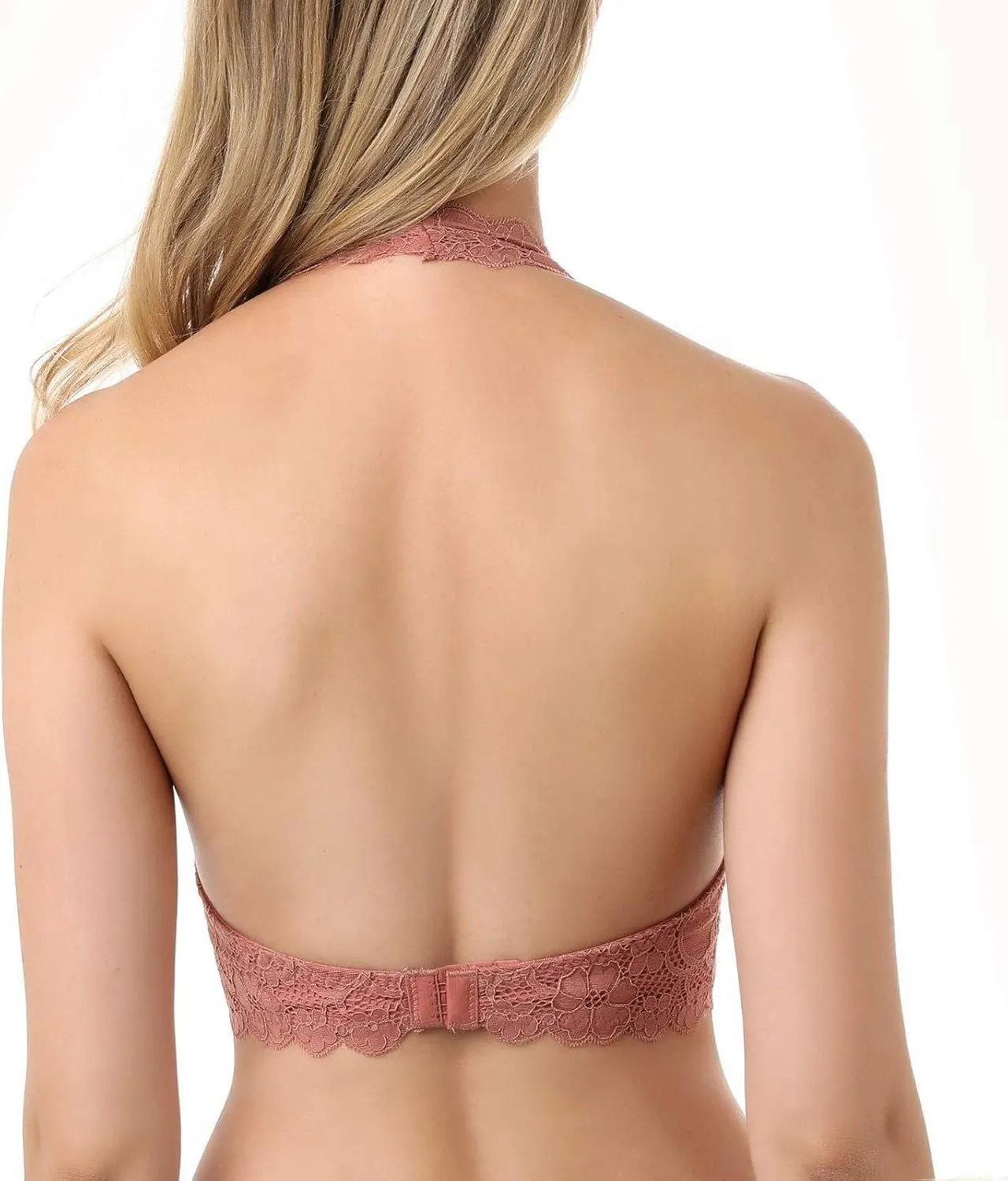 Floral Lace Halter Bra Bralette Top Hook and Eye Closure Back Unpadded Wirefree Lace Bra