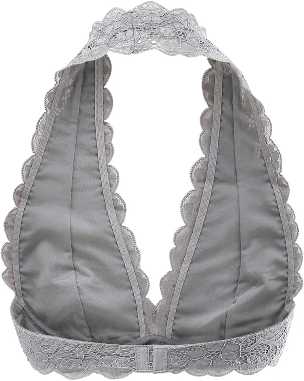 Floral Lace Halter Bra Bralette Top Hook and Eye Closure Back Unpadded Wirefree Lace Bra