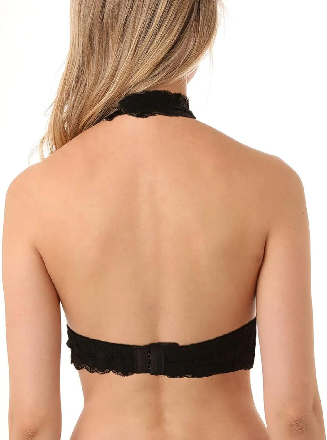 Floral Lace Halter Bra Bralette Top Hook and Eye Closure Back Unpadded Wirefree Lace Bra