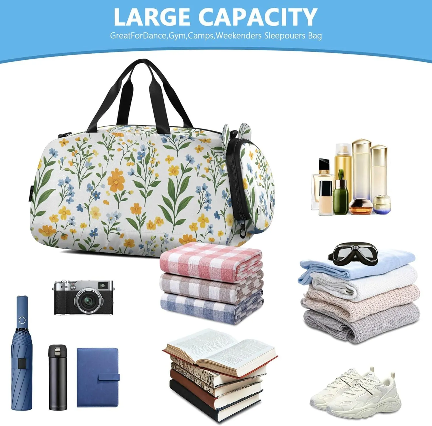 Flowers Orchid Kids Duffel Bag with Shoes Compartment Lightweight Carry On Weekender Bag for Boys and Girls