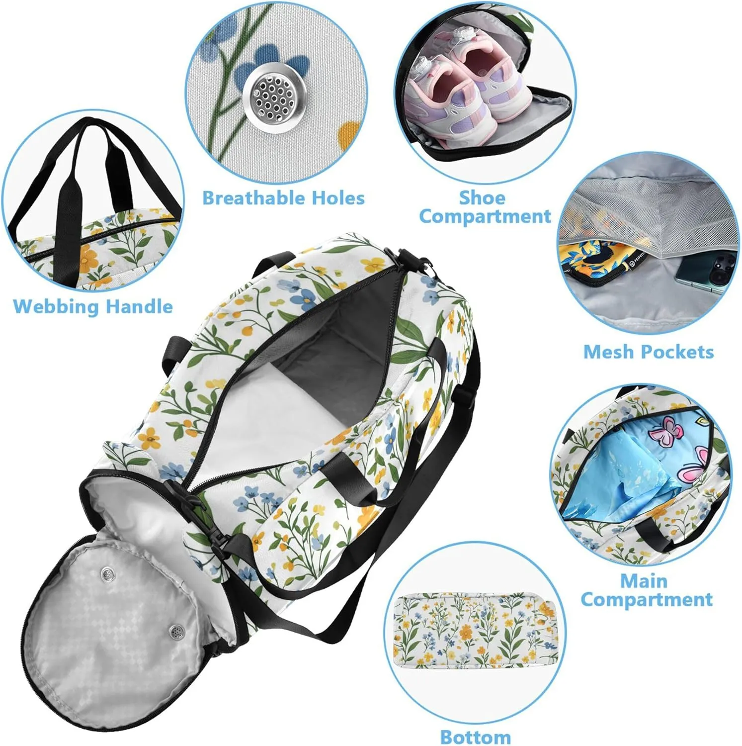 Flowers Orchid Kids Duffel Bag with Shoes Compartment Lightweight Carry On Weekender Bag for Boys and Girls
