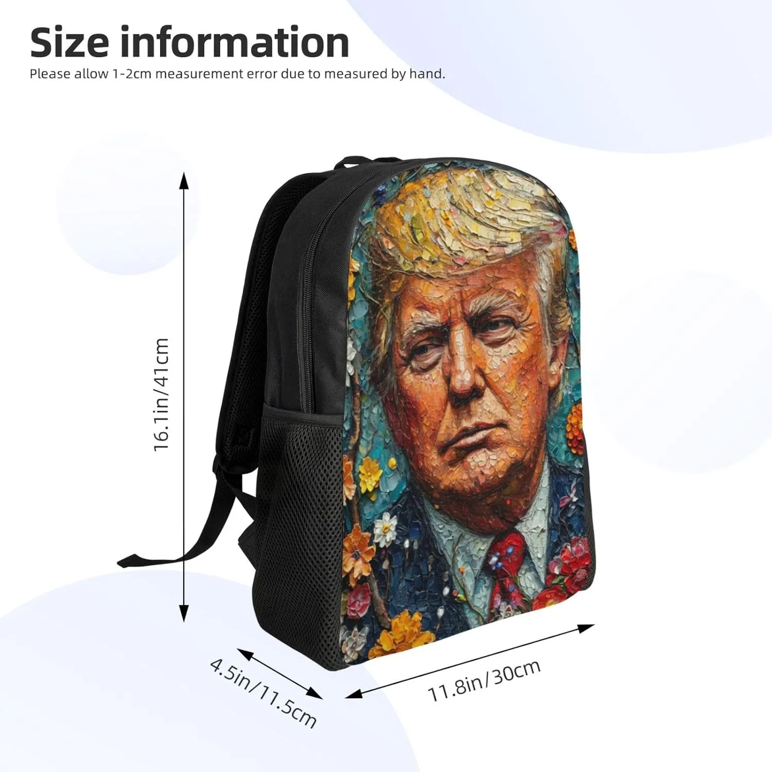 Flowers Trump Backpack Waterproof Anti Theft Durable Light Laptop Bag Backpacks For Women Men Travel Gym Backpack