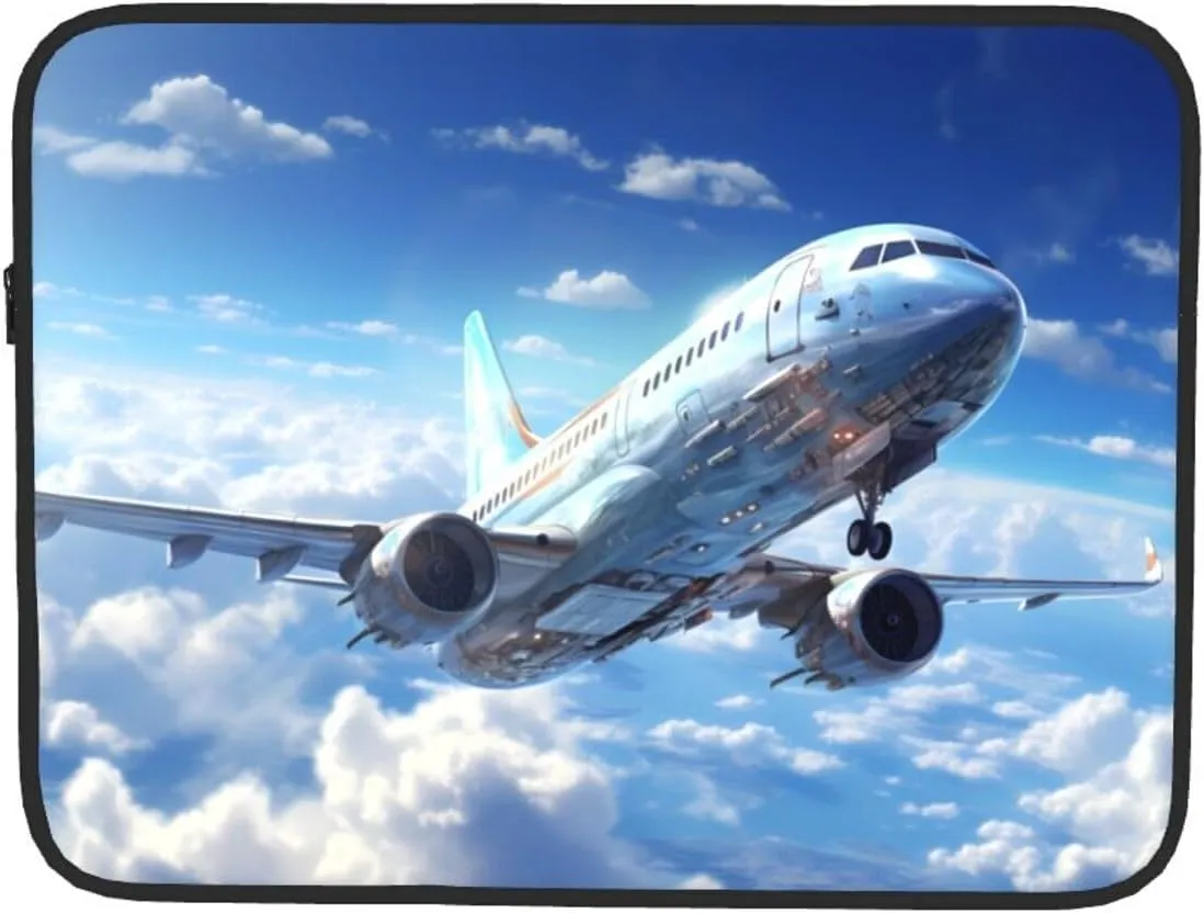 Flying Airplane Pattern Shockproof Portable Laptop 17 inch Sleeve Bag for Men and Women - Ideal for Business Travel, School, and Daily Use