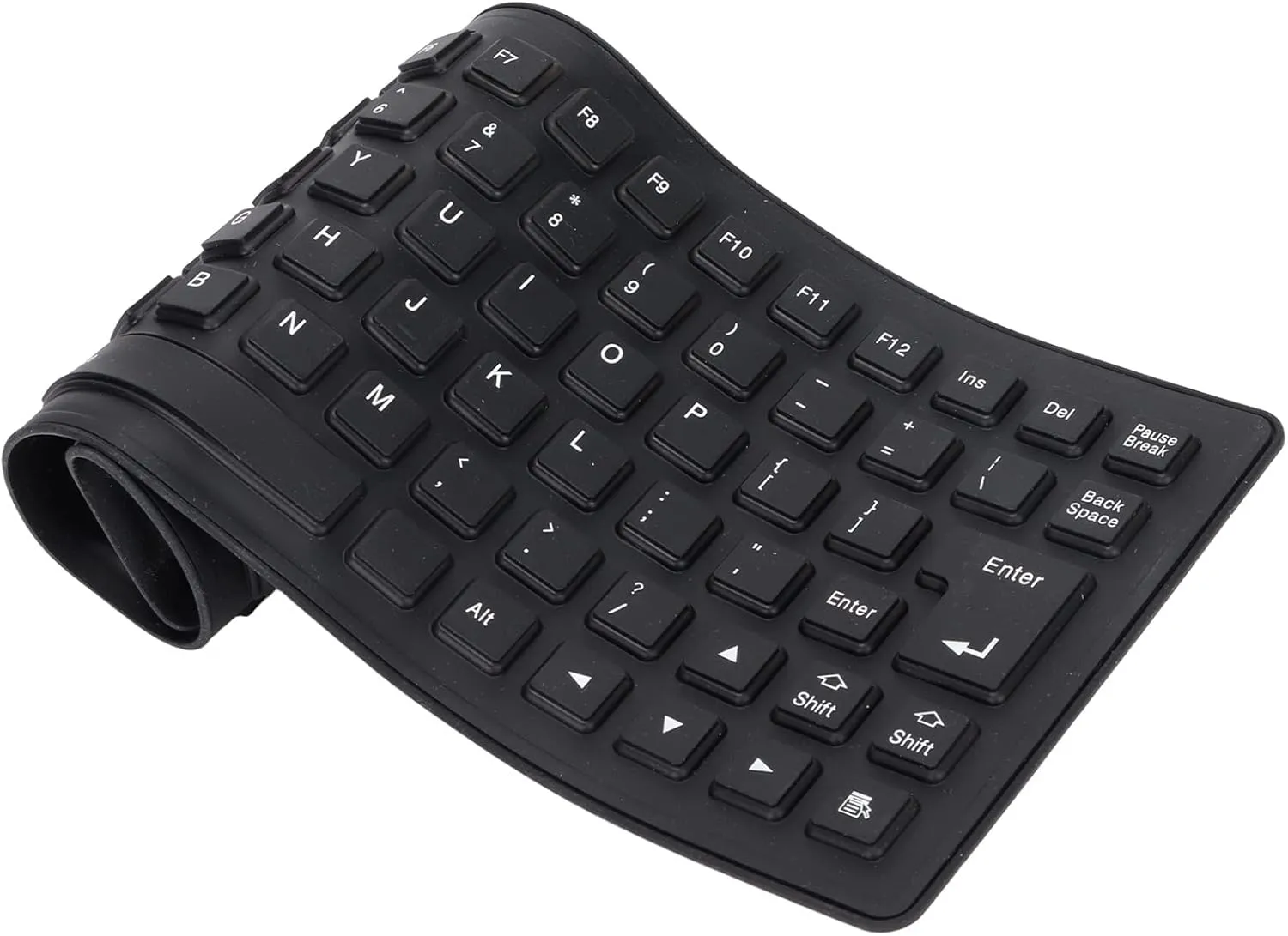 Foldable Silicone Rollup Keyboard, 85 Keys USB Wired QWERTY Flexible Slim Soft Silent Typing Travel for PC Notebook Laptop (Black)