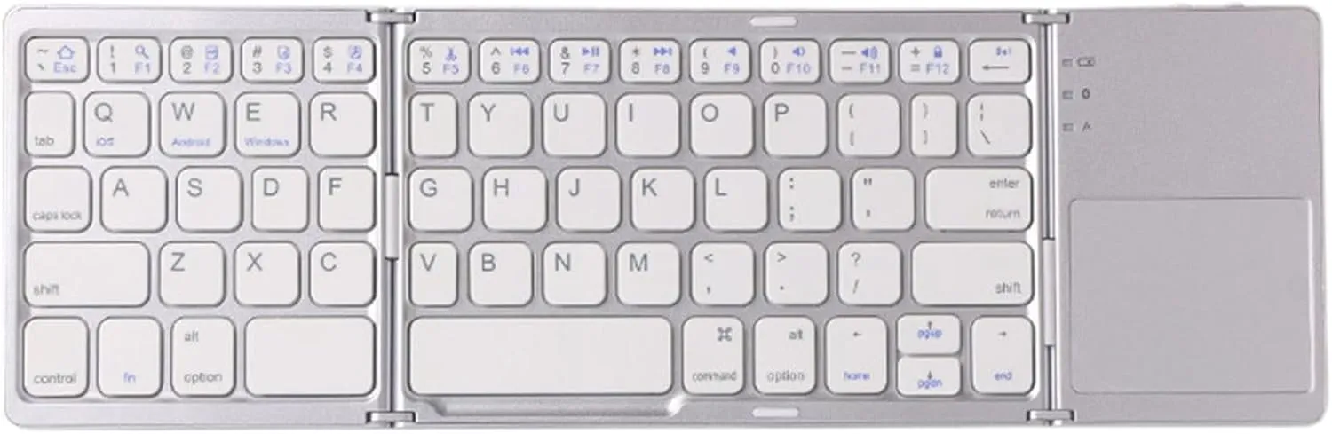 Foldable Wireless Keyboard with Touchpad - Rechargeable Full Size Ultra Slim Pocket Folding Keyboards for Android Windows iOS Tablet & Laptop