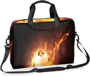 Football Fire Flames Burn Laptop Bag 16 Inch with Shoulder Straps & Handle Water-Resistant Durable Messenger Bag for Men Women Business Office Travel Gifts