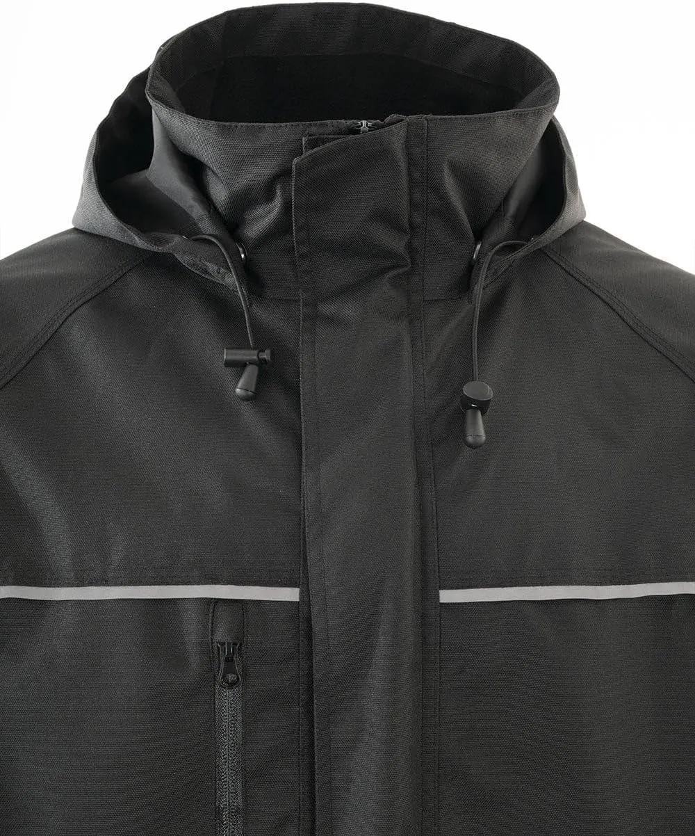 Forcefield Dry Core Rain Jacket, Rugged Polyester, 600D Oxford, Waterproof, Breathable, Reflective Piping, Mesh Lined