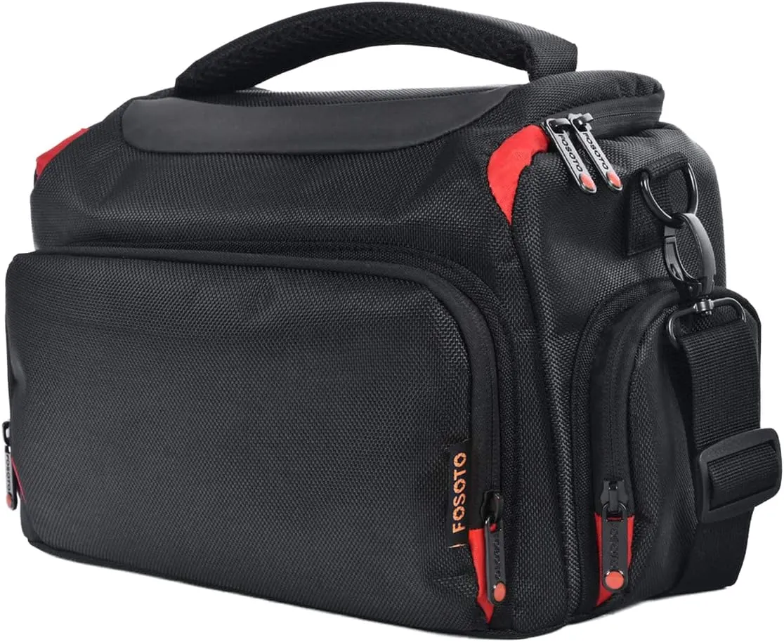 FOSOTO DSLR Camera Shoulder Bag Case Compatible for Canon EOS Rebel T7 T6 4000D 80D 90D 6D Mark II,Nikon D3500 D3400 D5600 D60 D750,Sony SLR and Lenses (Large)