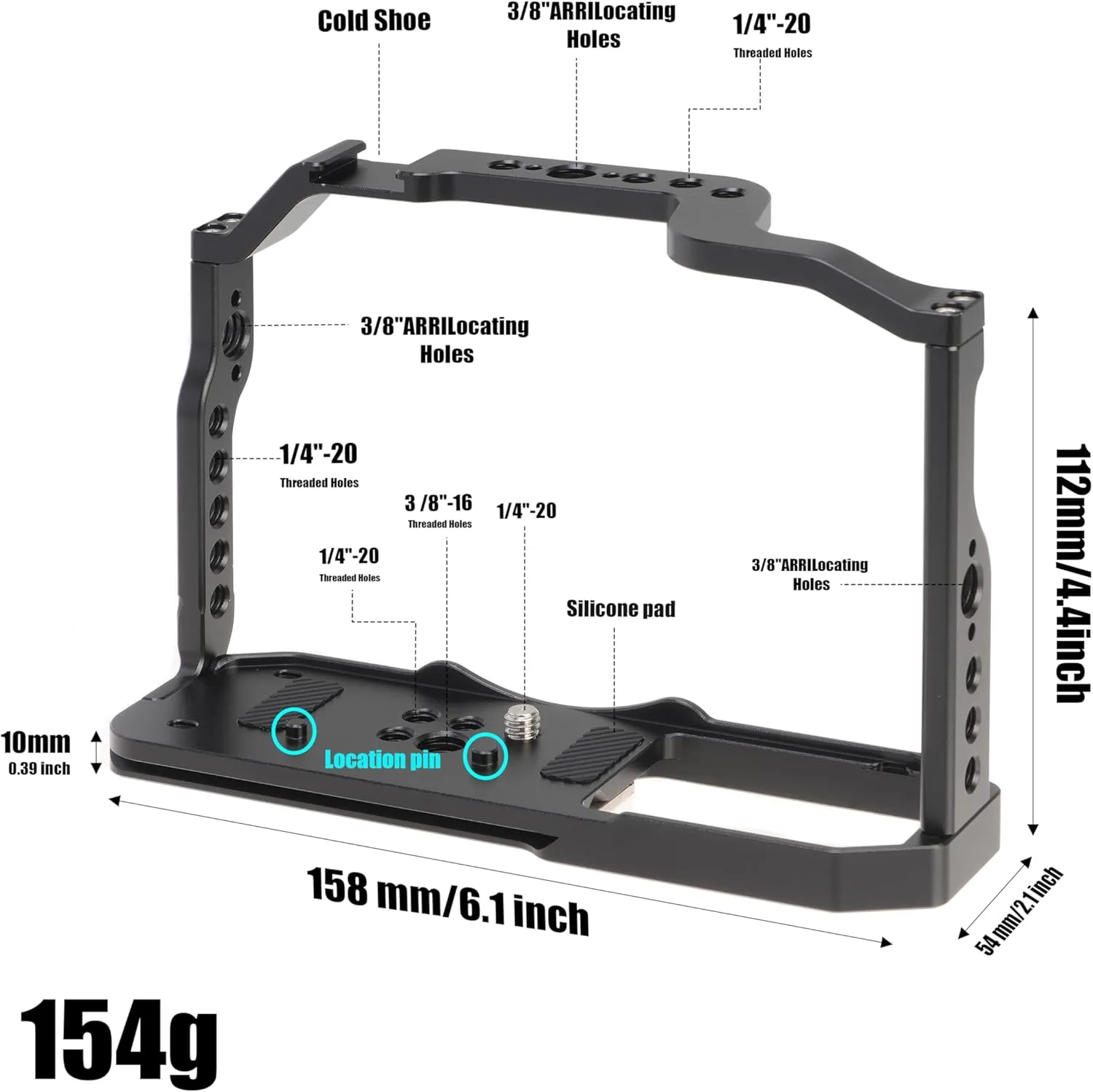 Fotga Zf Camera Cage   Top Handle for Nikon Zf Mirrorless Camera Vlog Video Shooting Film Making with 1/4"-20 3/8"-16 Holes Cold Shoe Mount,Arri Handle Locating Hole,Camera Locating Pin