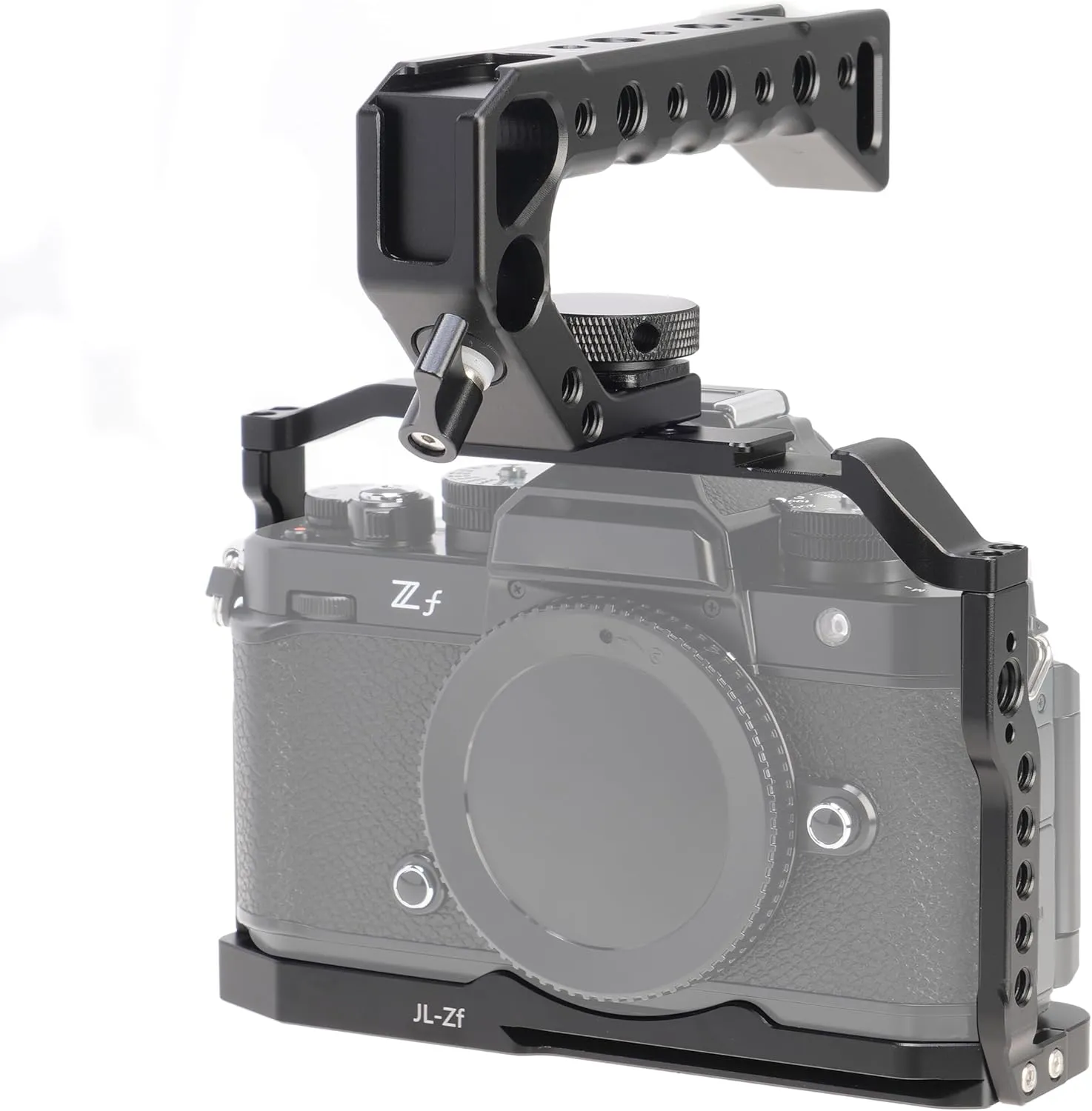 Fotga Zf Camera Cage   Top Handle for Nikon Zf Mirrorless Camera Vlog Video Shooting Film Making with 1/4"-20 3/8"-16 Holes Cold Shoe Mount,Arri Handle Locating Hole,Camera Locating Pin