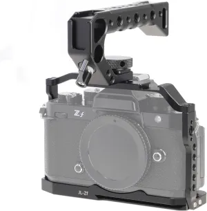 Fotga Zf Camera Cage   Top Handle for Nikon Zf Mirrorless Camera Vlog Video Shooting Film Making with 1/4"-20 3/8"-16 Holes Cold Shoe Mount,Arri Handle Locating Hole,Camera Locating Pin