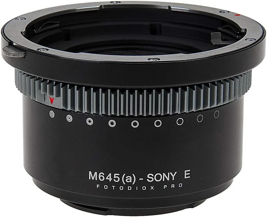 Fotodiox Pro IRIS Lens Mount Adapter Compatible with Mamiya 645 AF/AF-D Lenses to Sony E-Mount Cameras