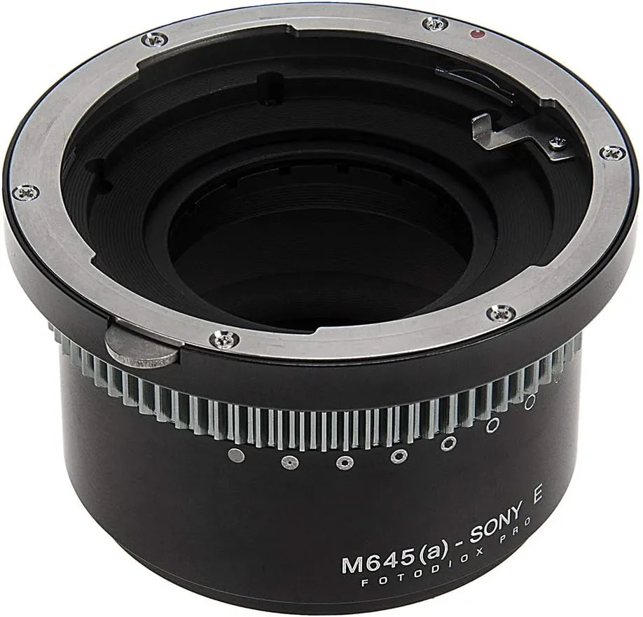 Fotodiox Pro IRIS Lens Mount Adapter Compatible with Mamiya 645 AF/AF-D Lenses to Sony E-Mount Cameras