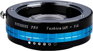Fotodiox Pro Lens Mount Adapter - Yashica 230AF (YAF, Y230AF) Lens to Nikon SLR/DSLR Camera with Aperture Control Dial and Glass Elements for Focus Correction