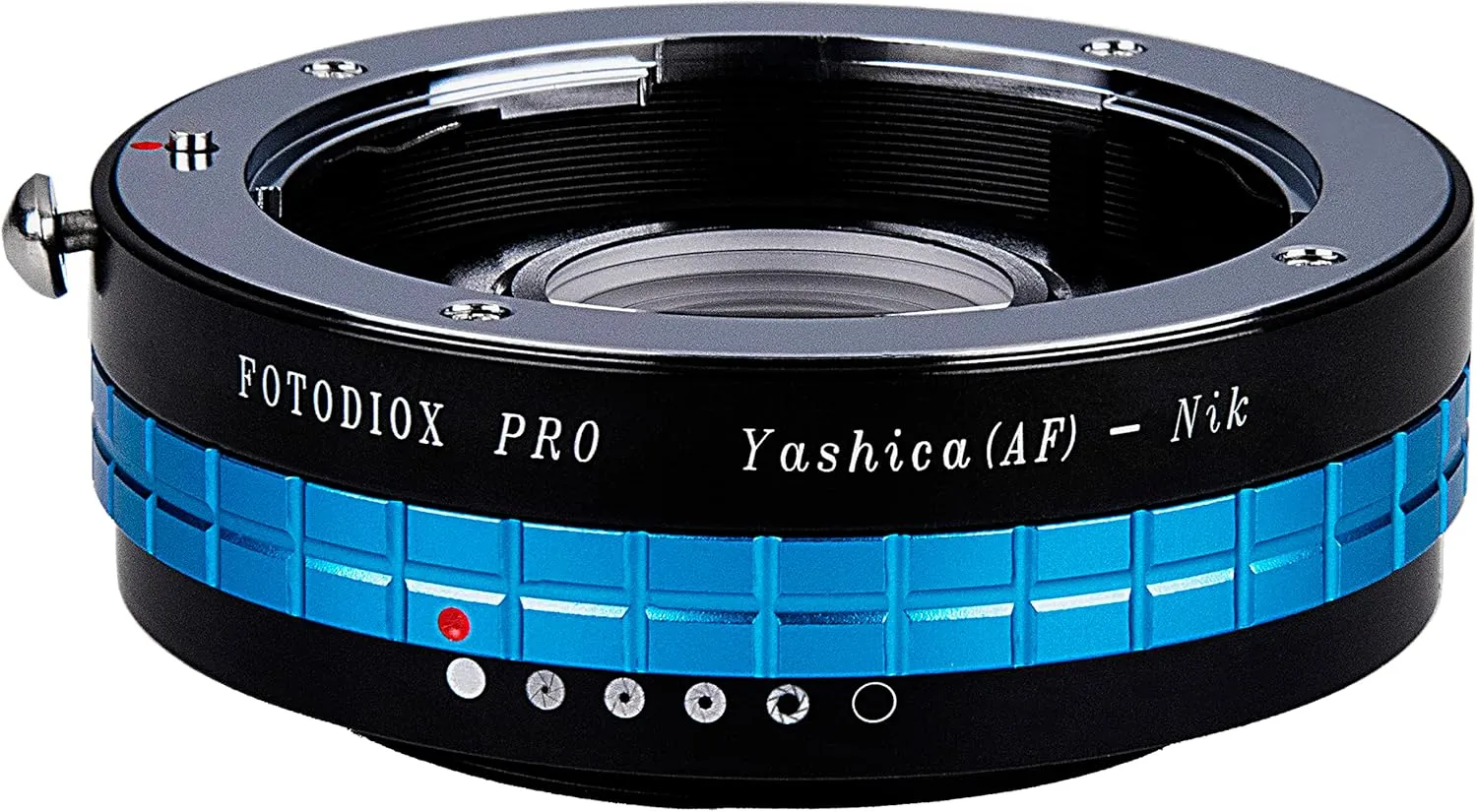 Fotodiox Pro Lens Mount Adapter - Yashica 230AF (YAF, Y230AF) Lens to Nikon SLR/DSLR Camera with Aperture Control Dial and Glass Elements for Focus Correction