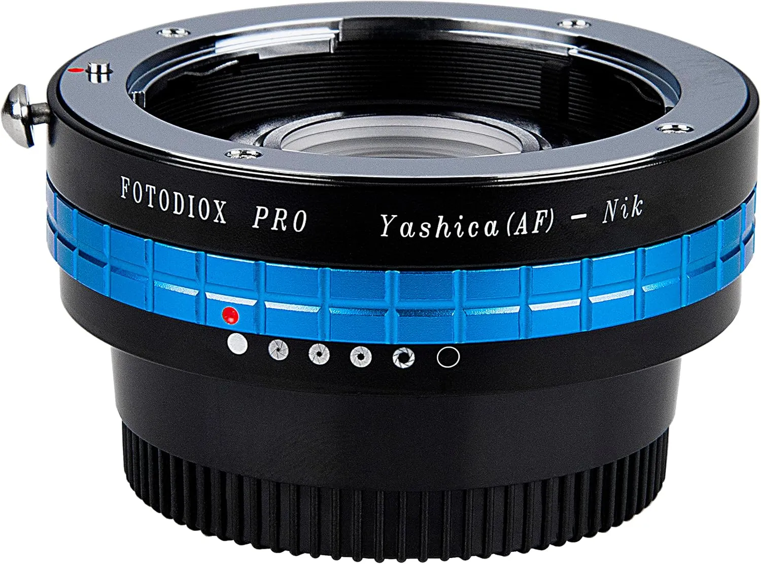 Fotodiox Pro Lens Mount Adapter - Yashica 230AF (YAF, Y230AF) Lens to Nikon SLR/DSLR Camera with Aperture Control Dial and Glass Elements for Focus Correction