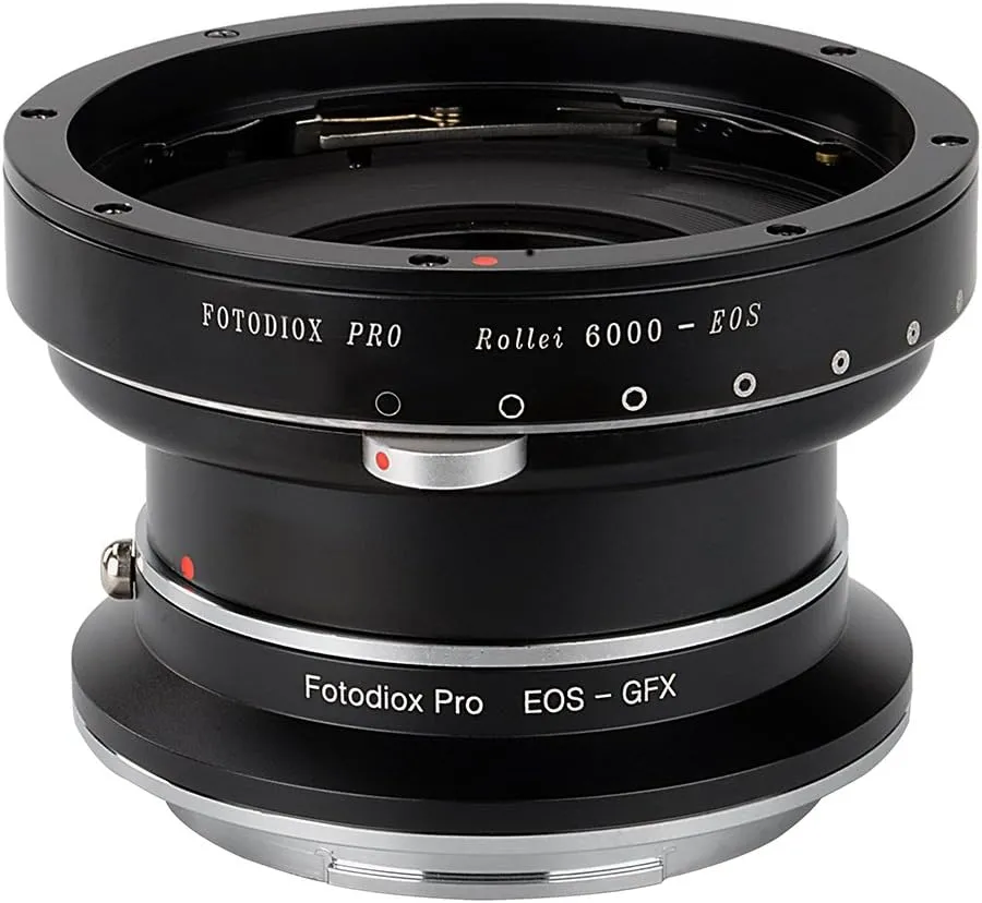 Fotodiox Pro Lens Mount Double Adapter, Rollei 6000 (Rolleiflex) Series and Canon EOS (EF/EF-S) D/SLR Lenses to Fujifilm G-Mount GFX Mirrorless Digital Camera Systems (Such as GFX 50S and More)