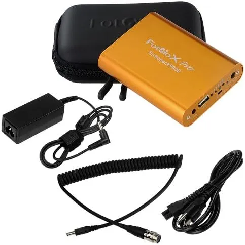Fotodiox Pro Turbopack 9000 Kit - DC 12v Power Pack with B4 2/3" 12-pin Hirose Power Cable for Fujinon, Nikon, Canon, Angenieux, Schneider Lens Servo