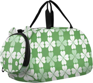Four Leaf Clover Boy's Gym Duffel Bag with Shoes Compartment Multifunctional Overnight Bag for Travel, Swimming, Dance, Ballet