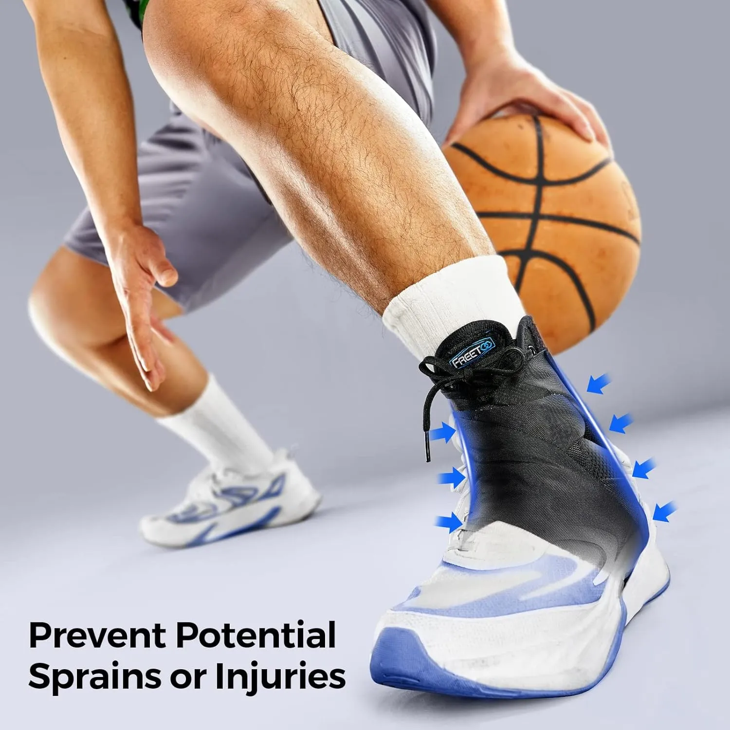 FREETOO Ankle Brace Maximum Metal Support for Men & Women, Compression Foot Support for Sprained Ankle, Plantar Fasciitis,Injury Recovery, Lace up Ankle Support for Running Volleyball Left/Right