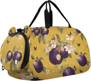 Fresh Fruit Gold Kids Duffel Bag with Shoes Compartment Multifunctional Sports Duffel Bag for Beach Swim Bags Pool Sports