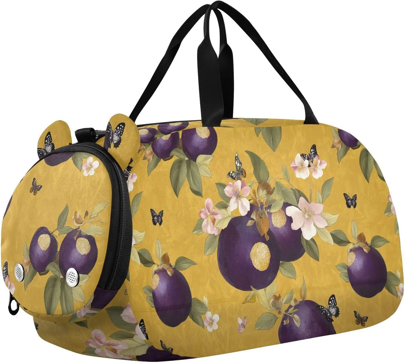 Fresh Fruit Gold Kids Duffel Bag with Shoes Compartment Multifunctional Sports Duffel Bag for Beach Swim Bags Pool Sports