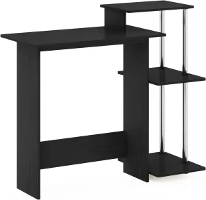 Furinno Efficient Home Laptop Notebook Computer Desk with Square Shelves, Side, Americano/Chrome
