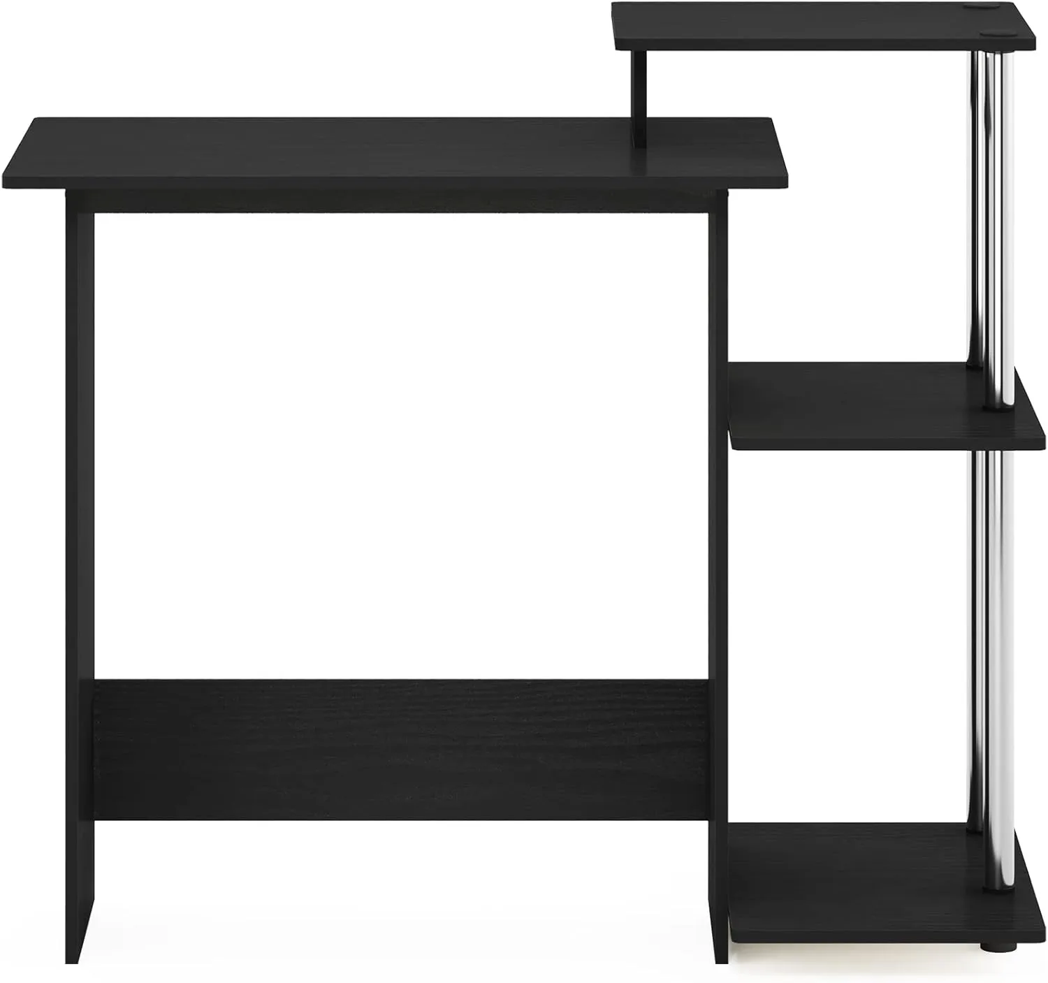 Furinno Efficient Home Laptop Notebook Computer Desk with Square Shelves, Side, Americano/Chrome