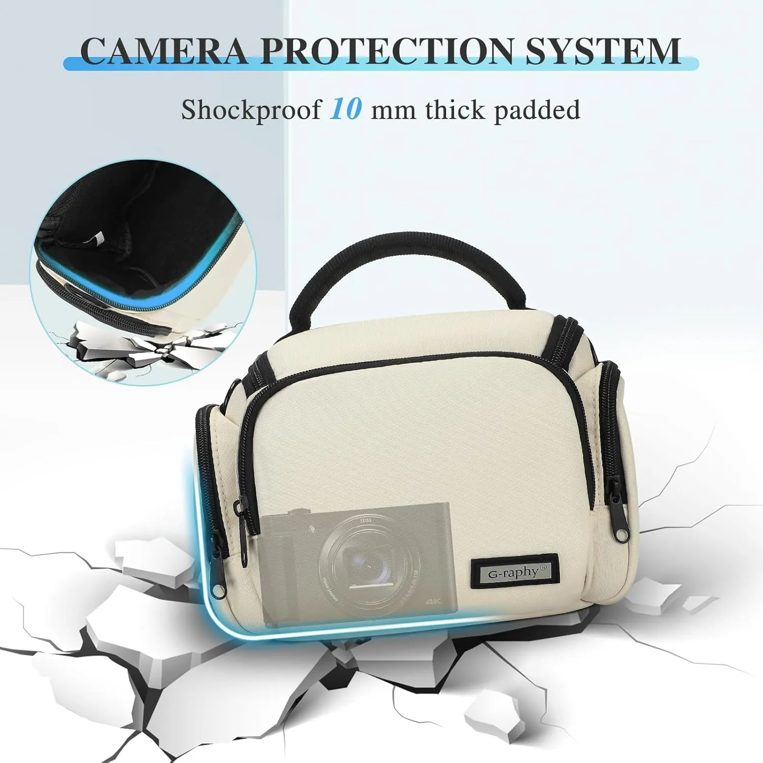 G-raphy Camera Bag DSLR Camera Sling Men Women with Rain Cover for SLR DSLR, Lenses, Accessories (Beige)