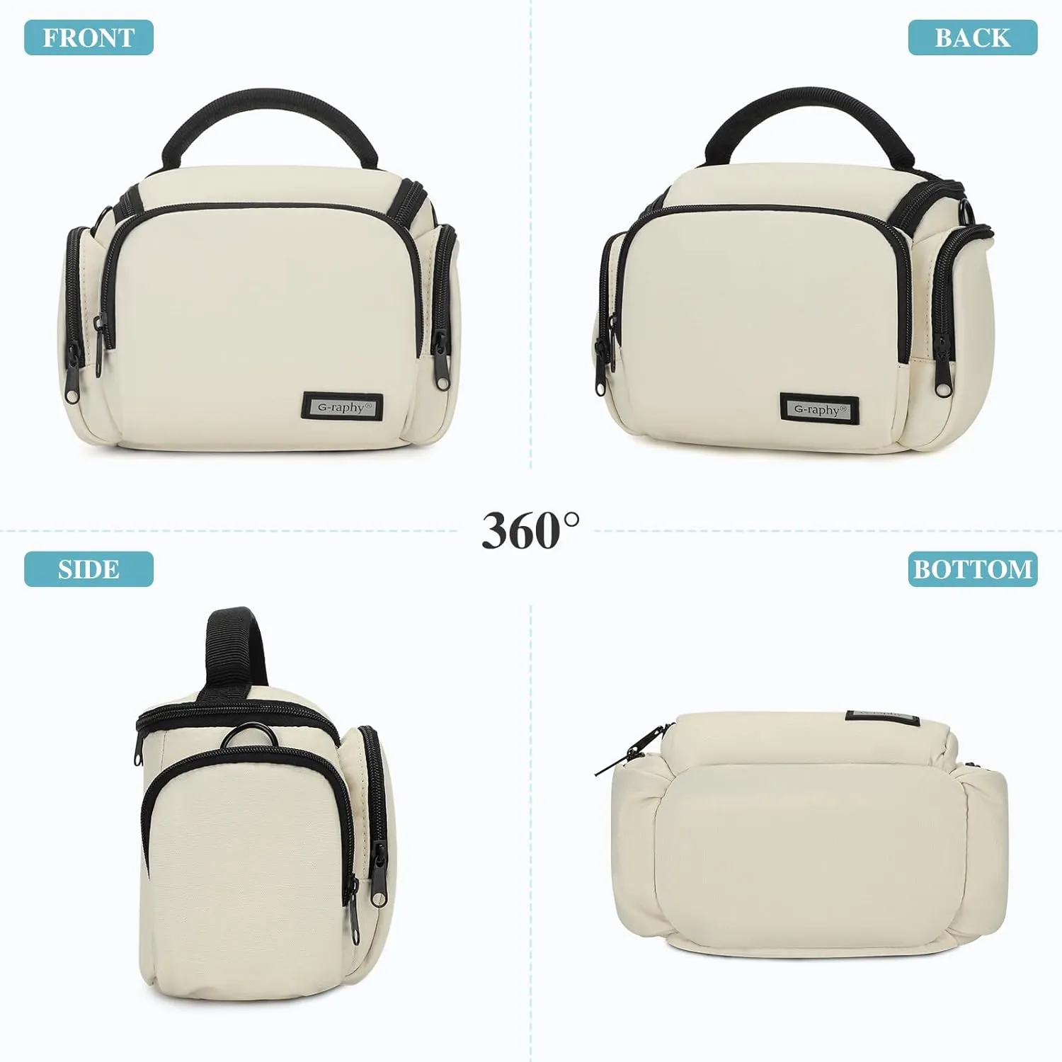 G-raphy Camera Bag DSLR Camera Sling Men Women with Rain Cover for SLR DSLR, Lenses, Accessories (Beige)