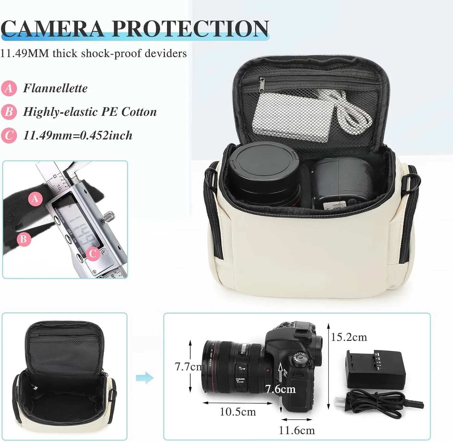 G-raphy Camera Bag DSLR Camera Sling Men Women with Rain Cover for SLR DSLR, Lenses, Accessories (Beige)