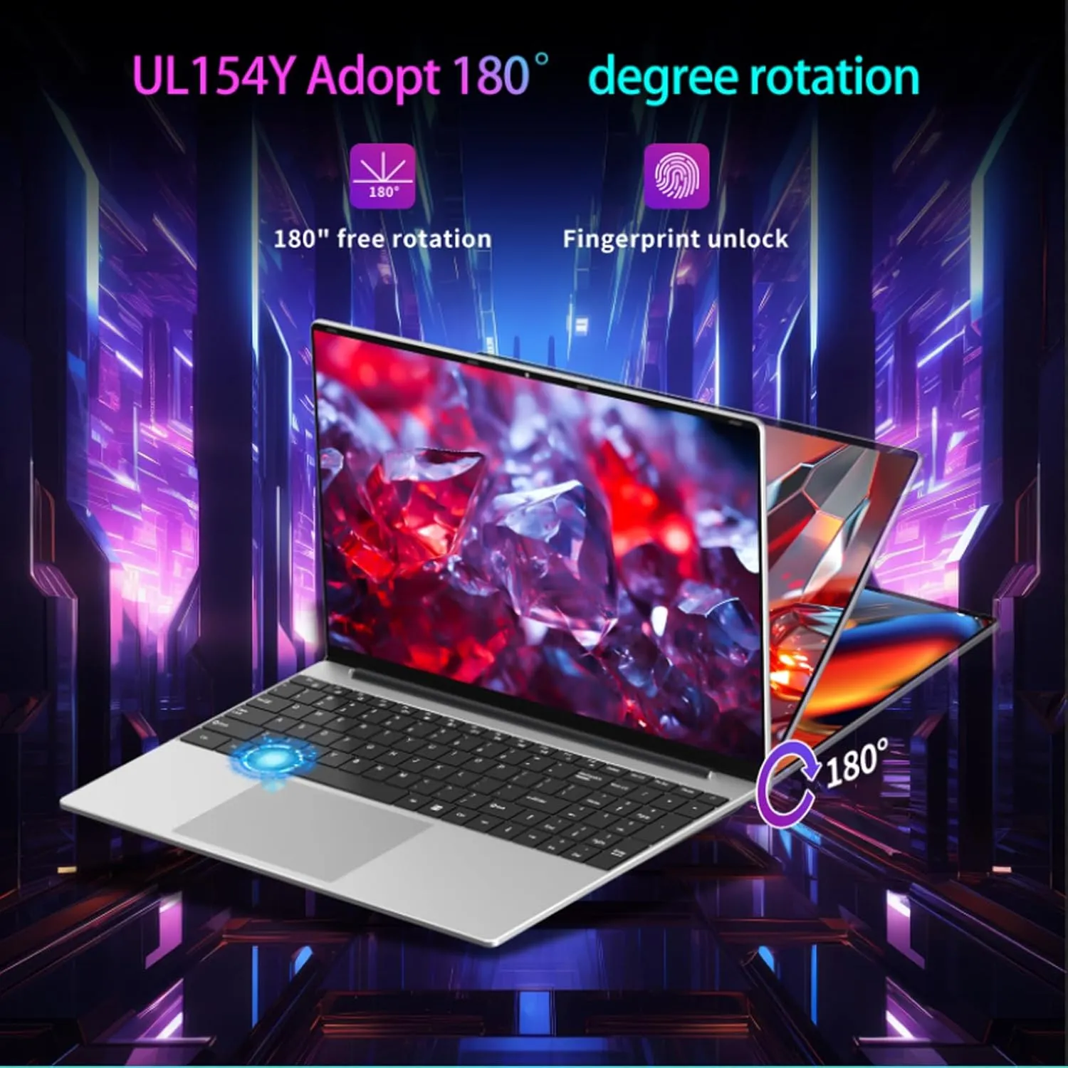Gaming Laptop,15.6 Inch FHD IPS 1920*1080 Laptop Computer, Laptops 12th Gen N95 Processor (Up to 3.4GHz) , 16GB 512GB SSD, Supports 180 Angle Opening Backlit Keyboard Fingerprint Unlock Win 11 Pro