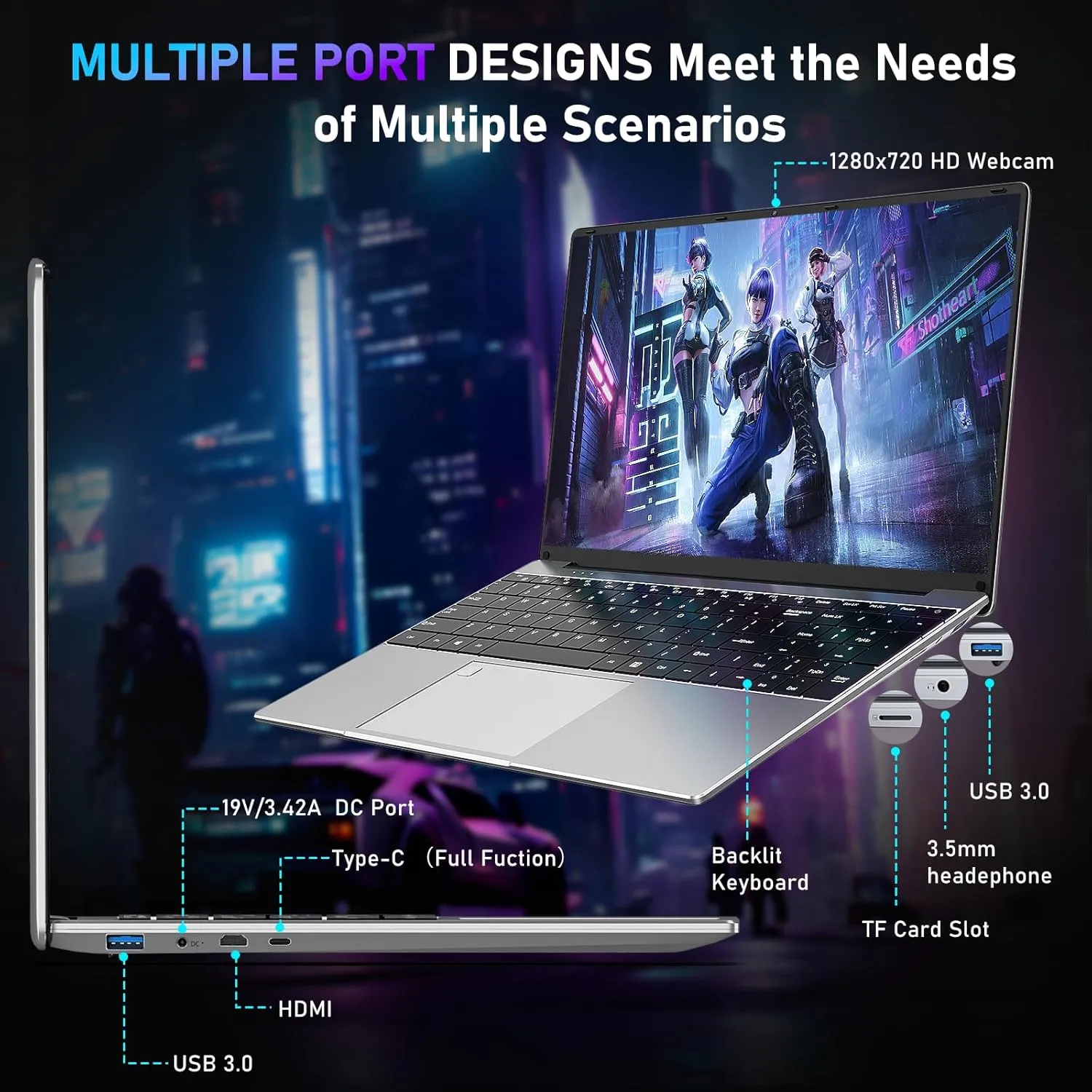 Gaming Laptop,15.6 Inch Laptop Computer,16GB RAM 1TB SSD,AMD Ryzen 5 7430U 6C/12T Processor(up to 4.3Ghz),AMD Radeon Graphics,15.6”FHD 1920 * 1080 Display,WiFi 5,BT5.0,Backlit Keyboard