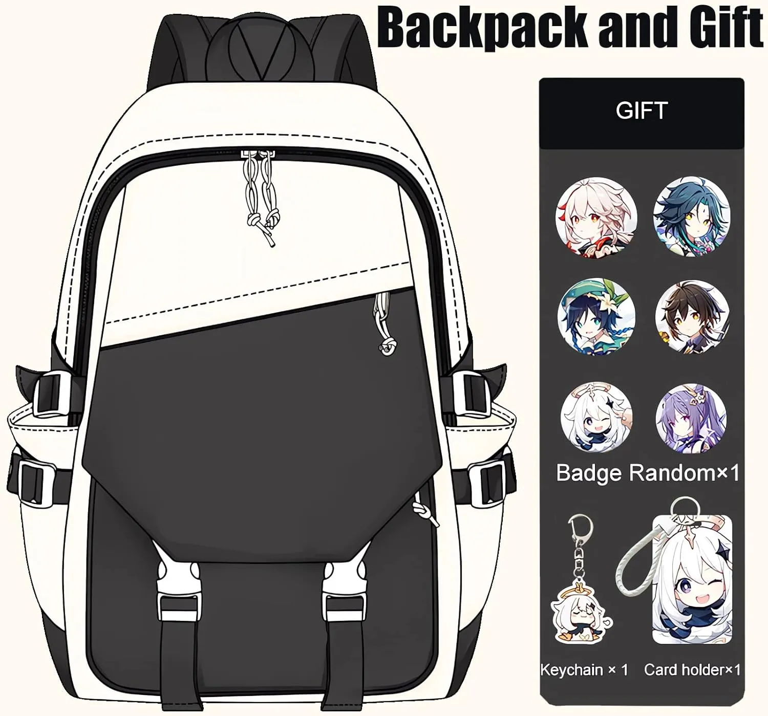 Genshin Impact Backpack Keqing Anime Laptop Bookbag Student Backpack 3D Print School Bags Travel Backpack With Gift