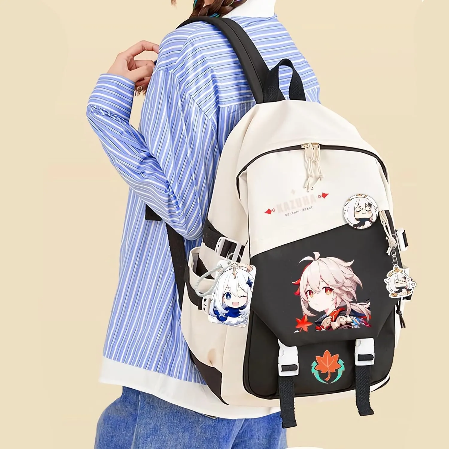 Genshin Impact Backpack Keqing Anime Laptop Bookbag Student Backpack 3D Print School Bags Travel Backpack With Gift