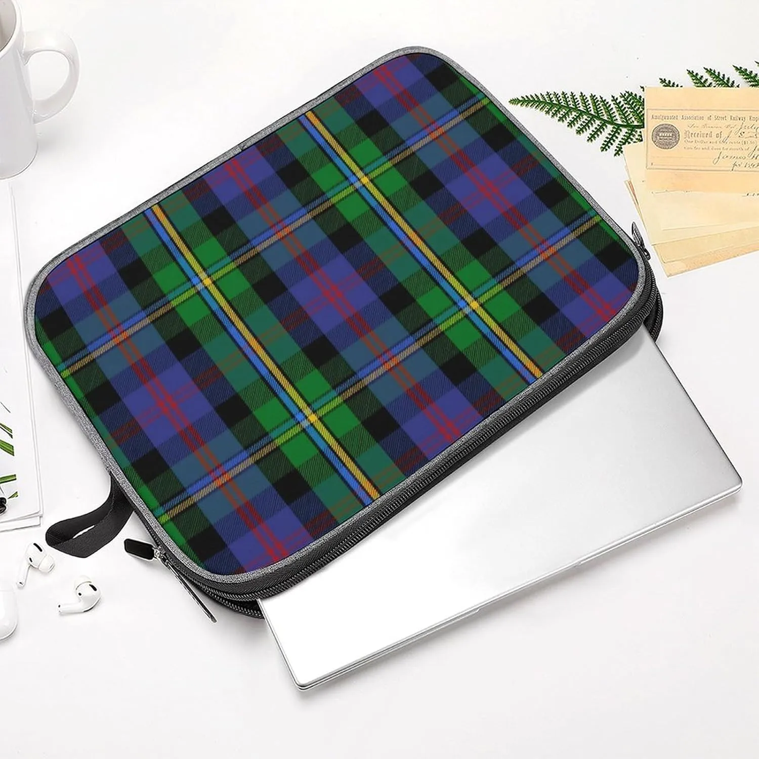 Geometrics Grey Silver Large Capacity Portable Laptop Case Unisex