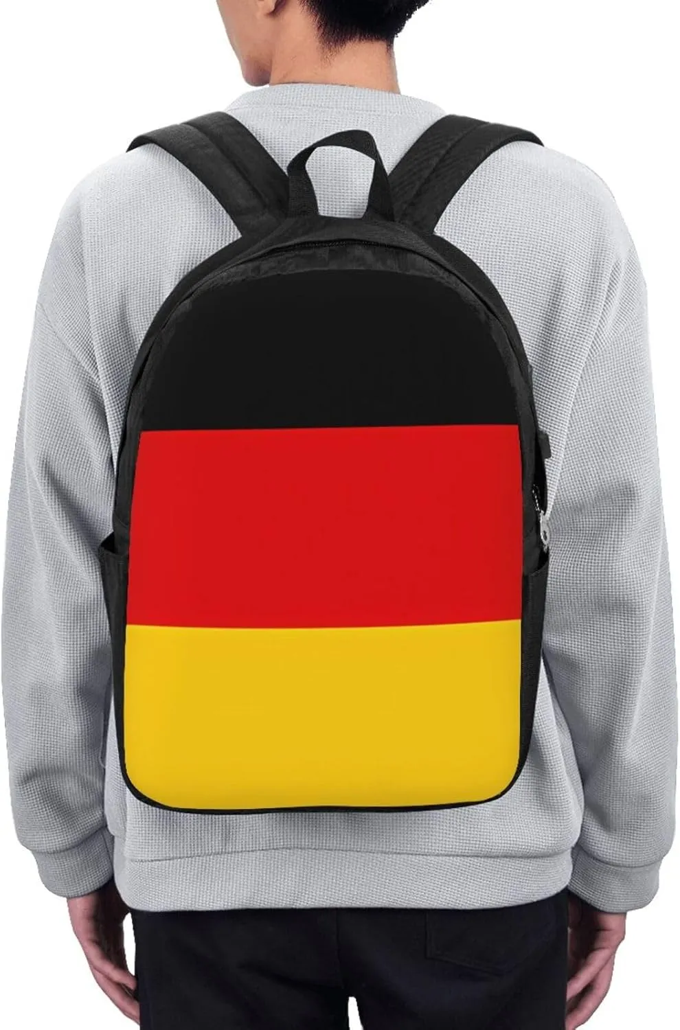 Germany Flag Travel Backpack 17-Inch Laptop Backpacks Business Rucksack Casual Sport Daypack with USB Charging Port Carry-on Bag for Camping Biking