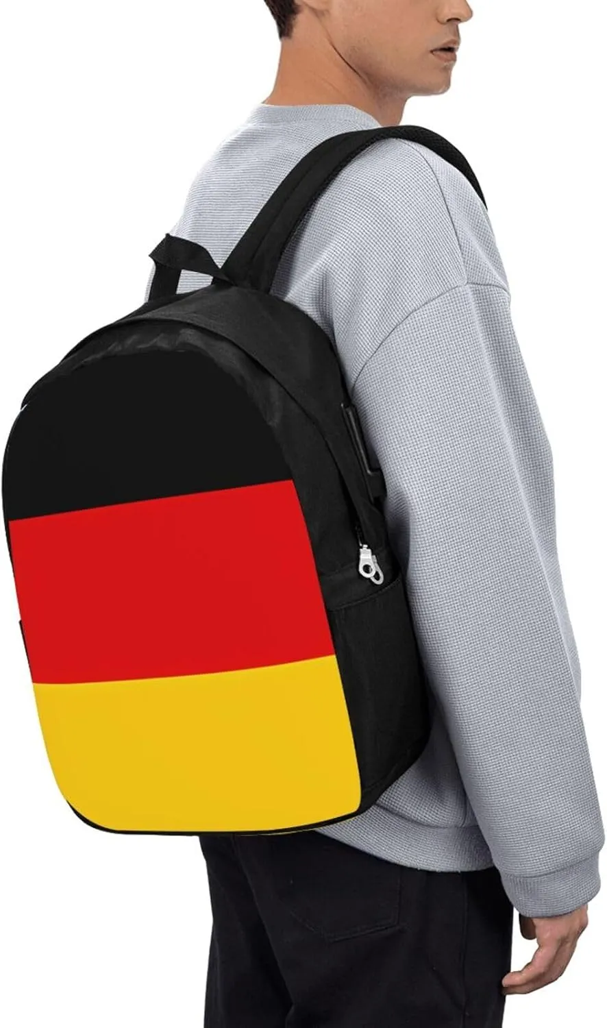 Germany Flag Travel Backpack 17-Inch Laptop Backpacks Business Rucksack Casual Sport Daypack with USB Charging Port Carry-on Bag for Camping Biking
