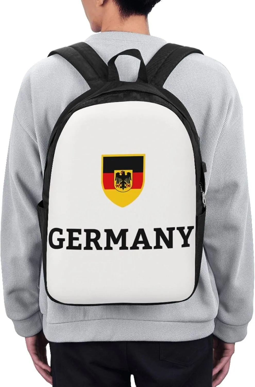 Germany German Football Soccer Flag Travel Backpack 17-Inch Laptop Backpacks Business Rucksack Casual Sport Daypack with USB Charging Port Carry-on Bag for Camping Biking
