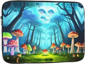 Glowing Mushroom Pattern Shockproof Portable Laptop 17 inch Sleeve Bag for Men and Women - Ideal for Business Travel, School, and Daily Use