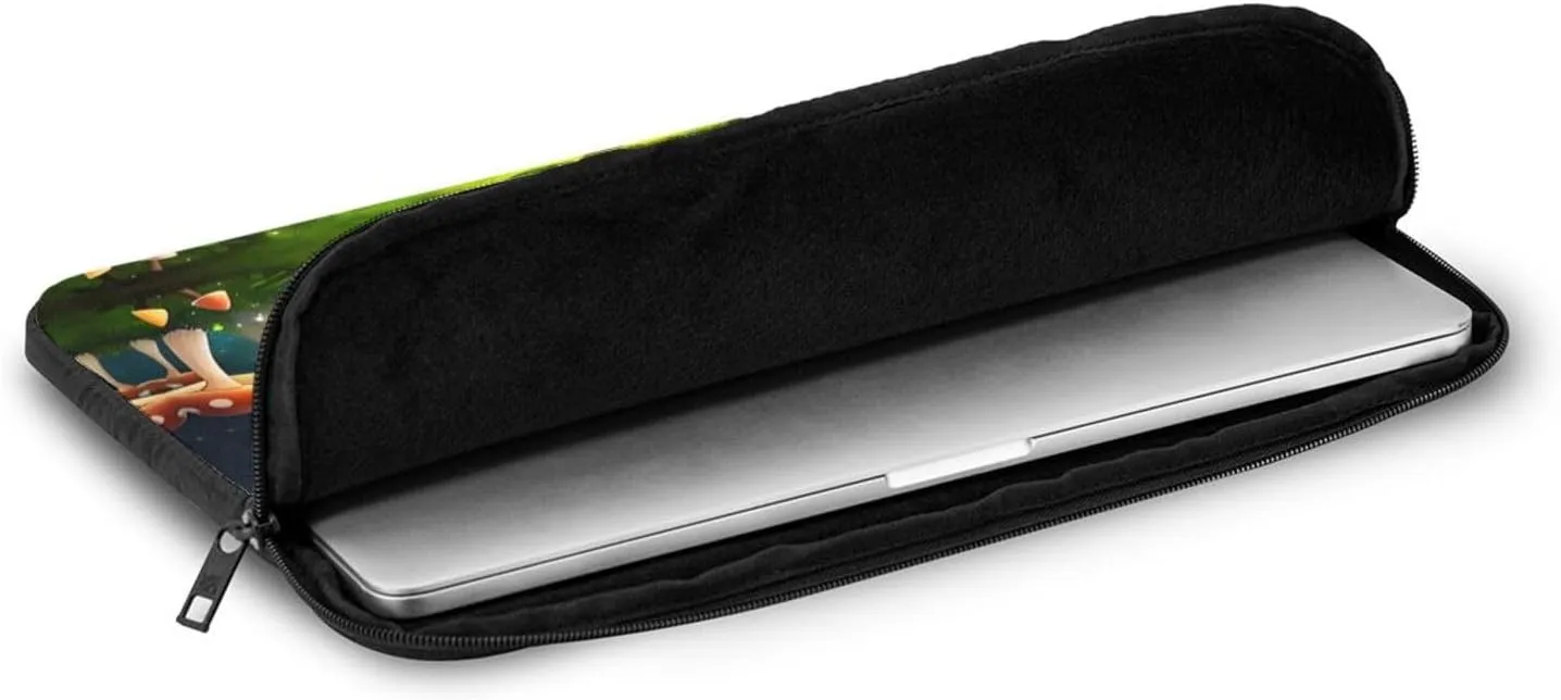 Glowing Mushroom Pattern Shockproof Portable Laptop 17 inch Sleeve Bag for Men and Women - Ideal for Business Travel, School, and Daily Use