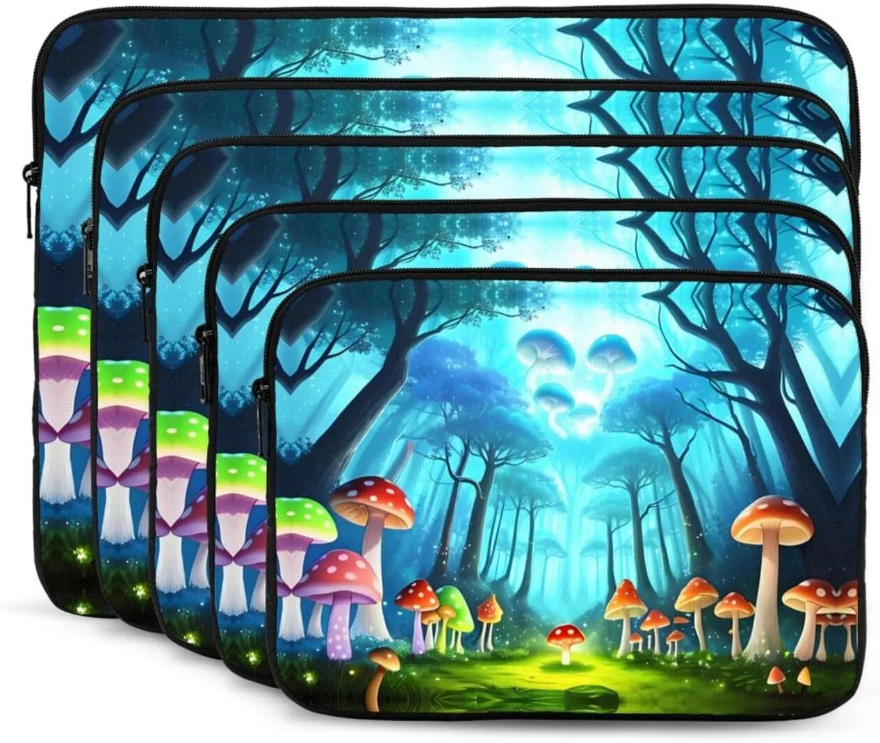 Glowing Mushroom Pattern Shockproof Portable Laptop 17 inch Sleeve Bag for Men and Women - Ideal for Business Travel, School, and Daily Use