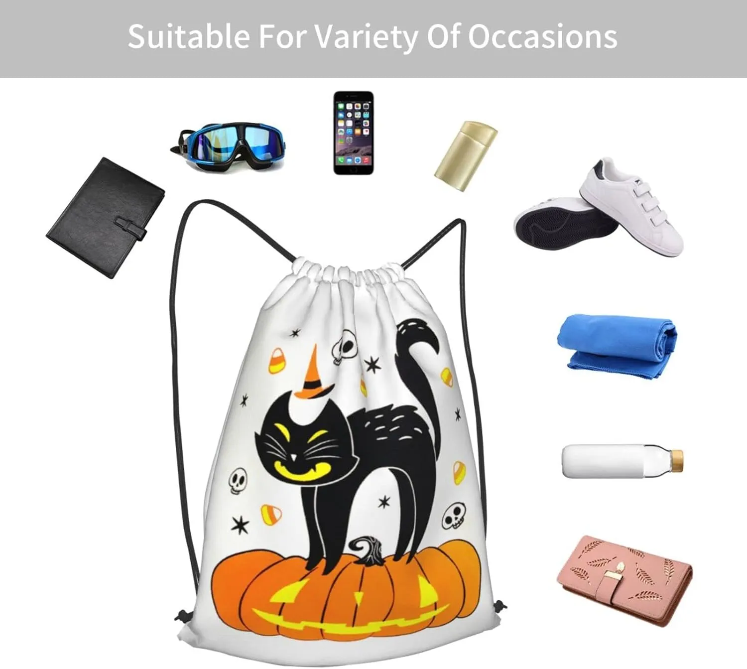 Gocerktr Halloween 1 Drawstring Backpack for Women Men Waterproof String Bag Lightweight Gym Sackpack Beach Hiking Yoga Travel