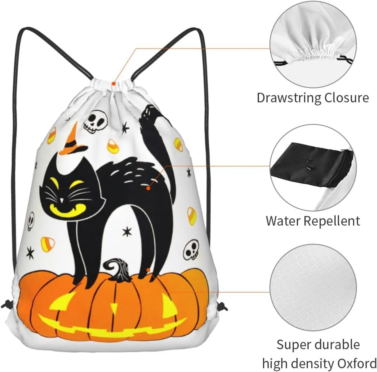 Gocerktr Halloween 1 Drawstring Backpack for Women Men Waterproof String Bag Lightweight Gym Sackpack Beach Hiking Yoga Travel