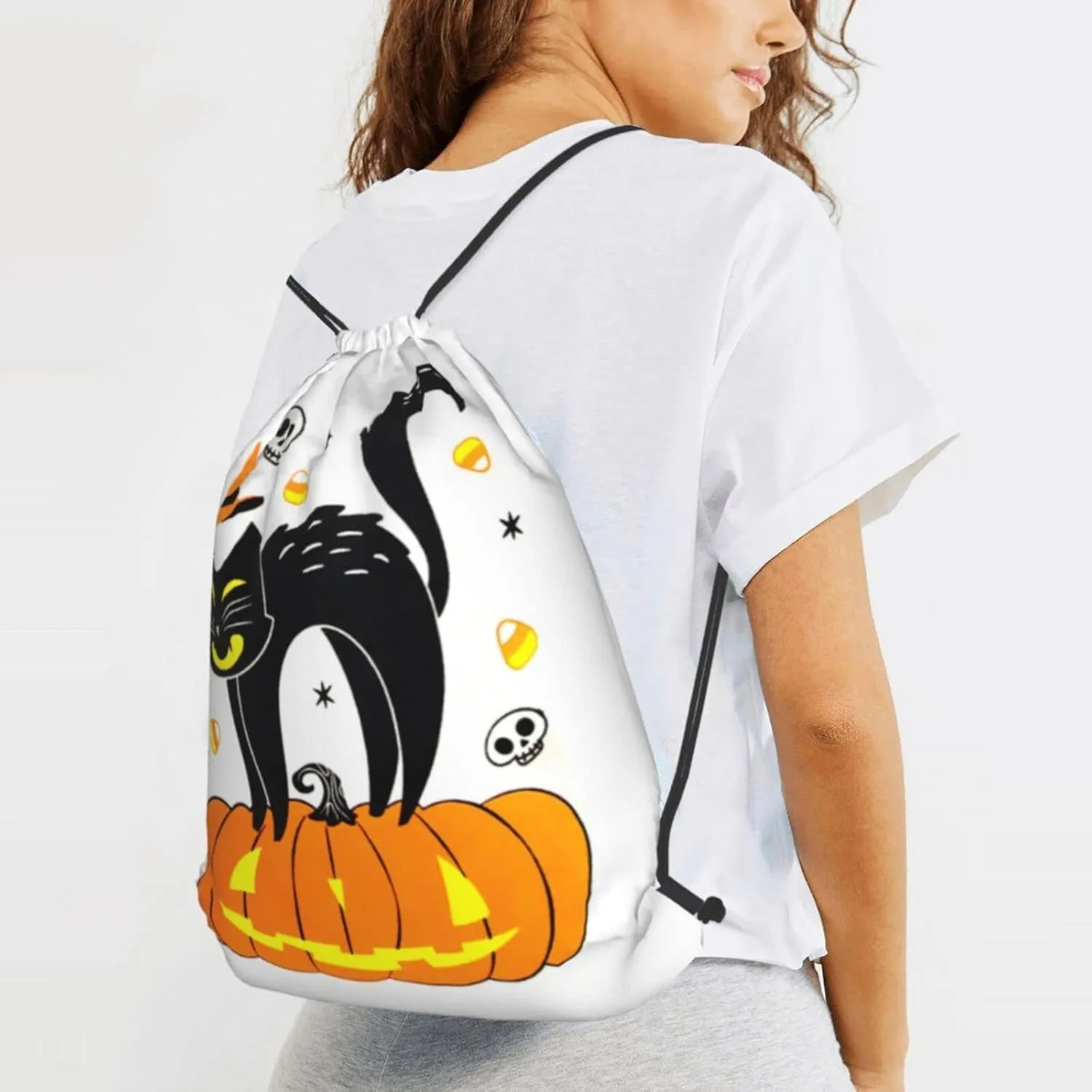 Gocerktr Halloween 1 Drawstring Backpack for Women Men Waterproof String Bag Lightweight Gym Sackpack Beach Hiking Yoga Travel