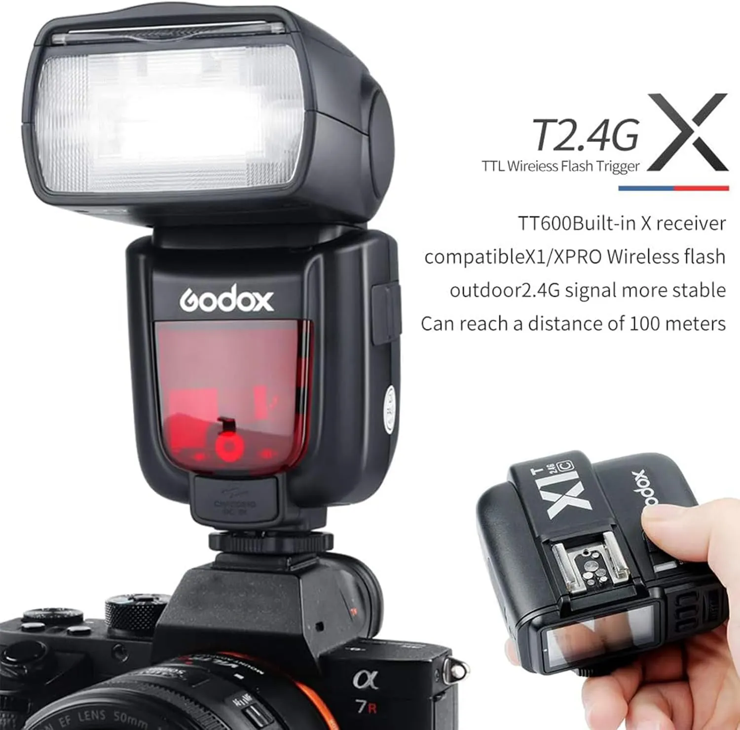 Godox Flash TT600-2.4G Wireless X System, High-Speed Sync, Compatible with Canon Nikon Pentax Olympus DSLR Cameras. Powerful GN60, Quick Recycle, and Versatile Flash Modes