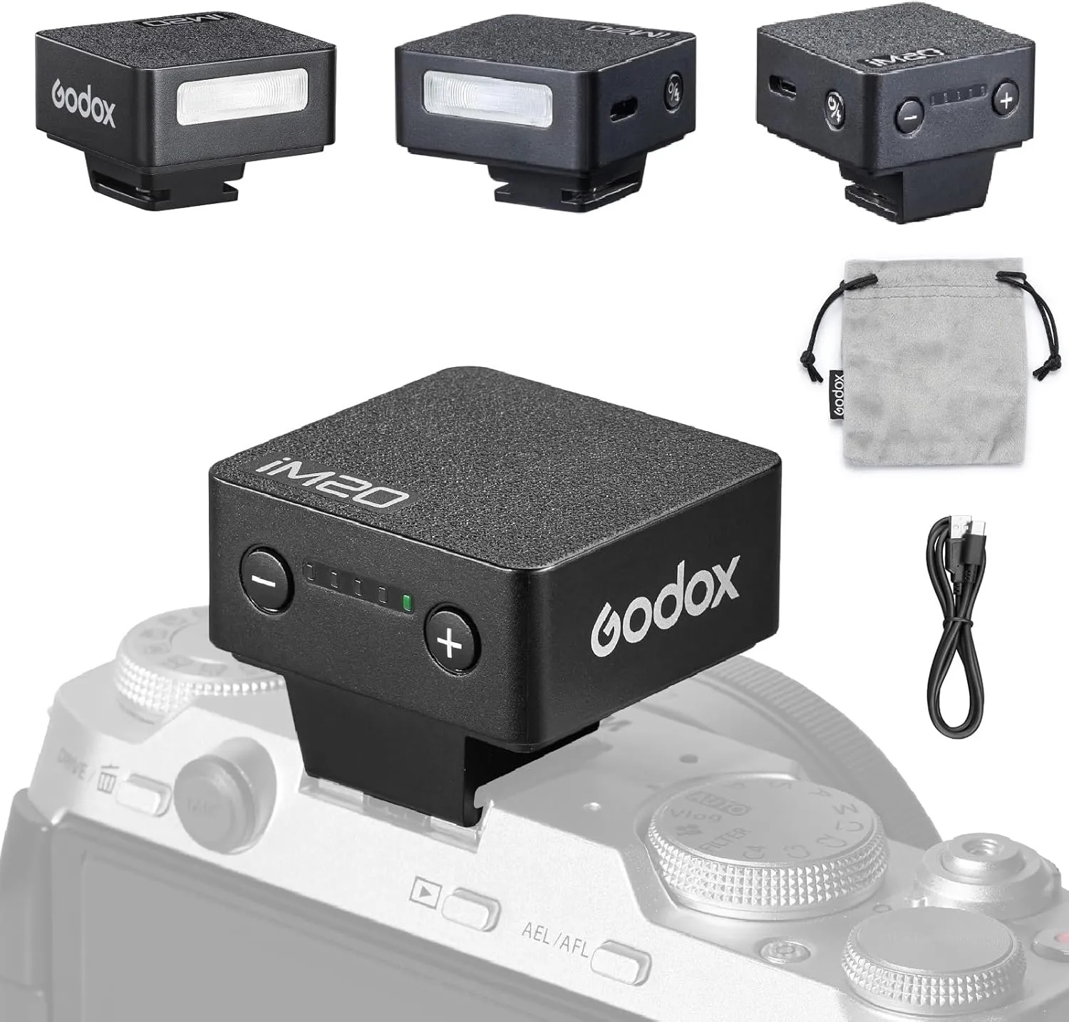 Godox iM20 Mini Flash 5 Power Levels 440 Full-Power IM 20 Small Camera Flashes Speedlite for Canon/Fuji/Sony zve10/Sony zv1/Nikon/Panasonic Olympus Pentax/3S Recycle (Godox iM20 Flash)